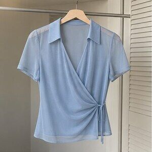 Blue Puff Sleeve Top